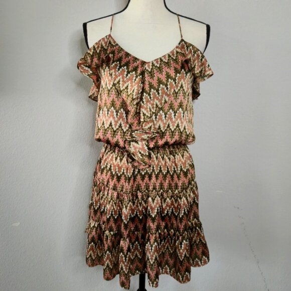 Tbags Los Angeles Boho Zizzag Ruffled Tiered Mini Dress - Picture 9 of 13